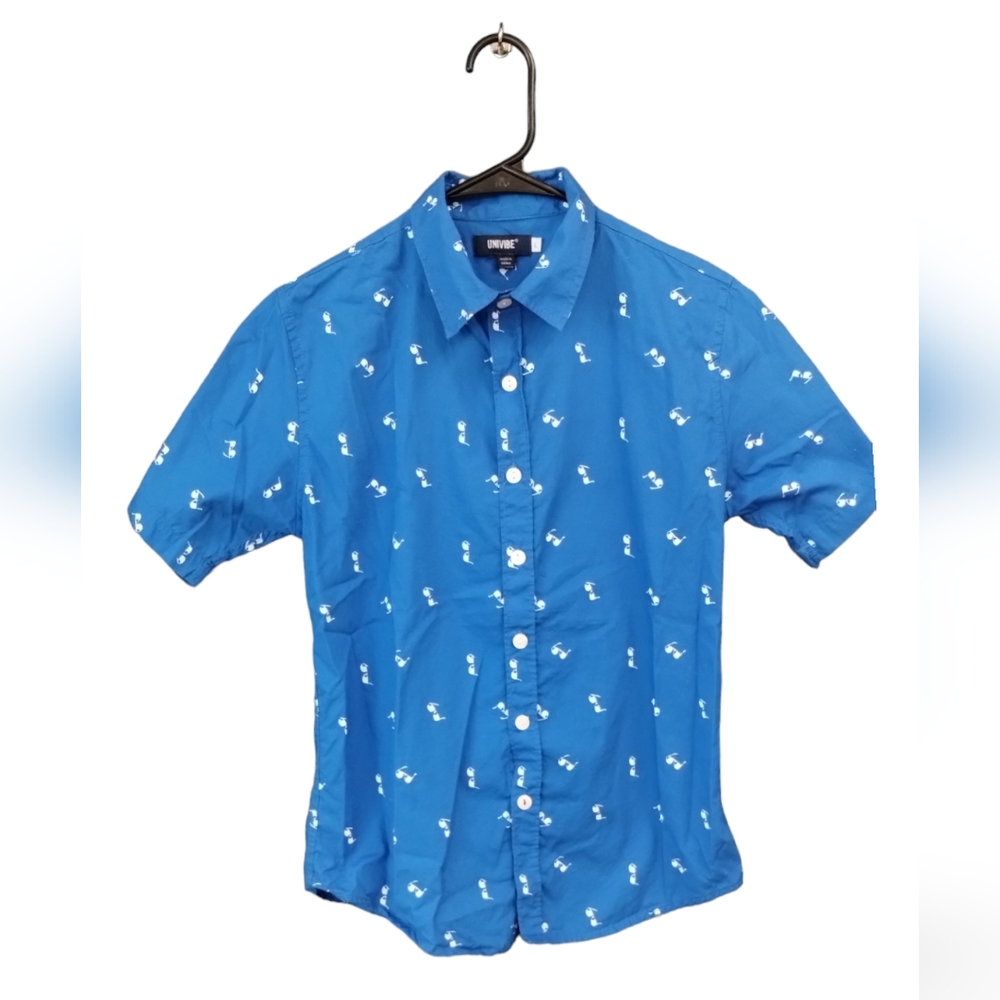 Univibe Boy Large Slim Fit Short Sleeve Casual Button Down Shirt Sunglasses Top